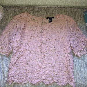 Dressy Pink Lace Crochet Blouse